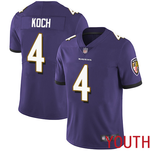 Baltimore Ravens Limited Purple Youth Sam Koch Home Jersey NFL Football #4 Vapor Untouchable->youth nfl jersey->Youth Jersey